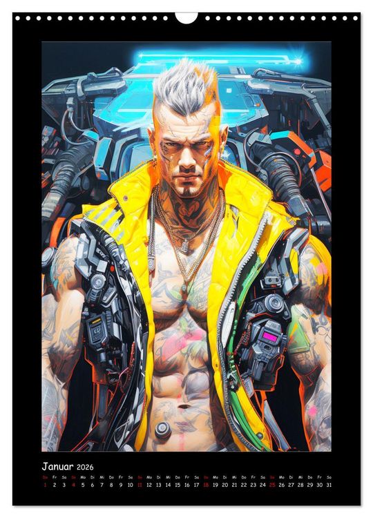Produktbild: Cyberpunk Heroes. Futuristische Fusion von Technik und Kunst (Wandkalender 2026 DIN A3 hoch), CALVENDO Monatskalender