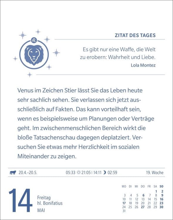 Produktbild: L&ouml;we Sternzeichenkalender 2027 - Tagesabrei&szlig;kalender - Ihr Horoskop f&uuml;r jeden Tag