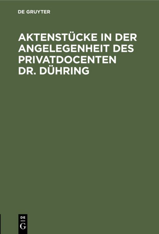 Produktbild: Aktenst&uuml;cke in der Angelegenheit des Privatdocenten Dr. D&uuml;hring