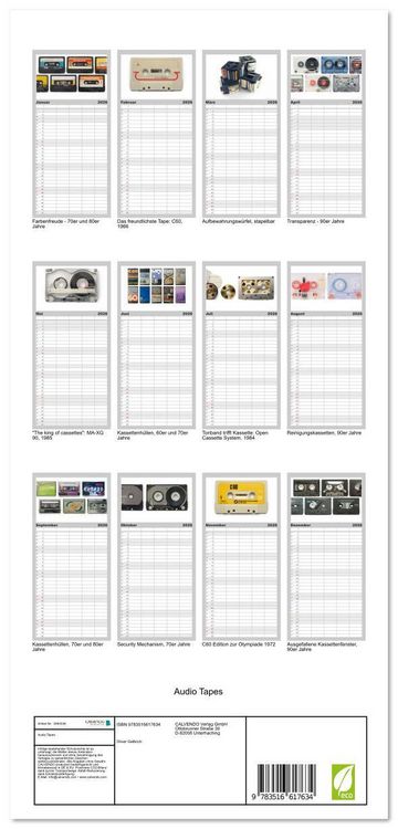 Produktbild: Familienplaner 2026 - Audio Tapes mit 5 Spalten (Wandkalender, 21 x 45 cm) CALVENDO