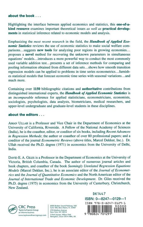 Produktbild: Handbook of Applied Economic Statistics