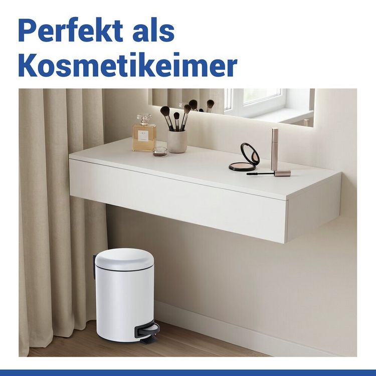 Produktbild: Kosmetik Treteimer Mod. Leman Wei&szlig; Matt 5L, mit herausnehmbarem Einsatz