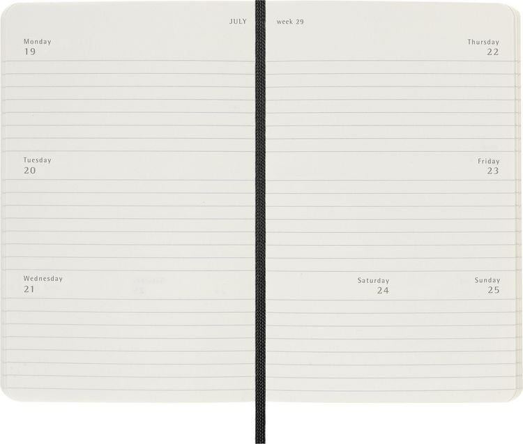 Produktbild: Moleskine 12 Monate Wochen Notizkalender 2027, Pocket/A6, 1 Wo = 2 Seiten, linierte Seiten, Weicher Einband, Schwarz