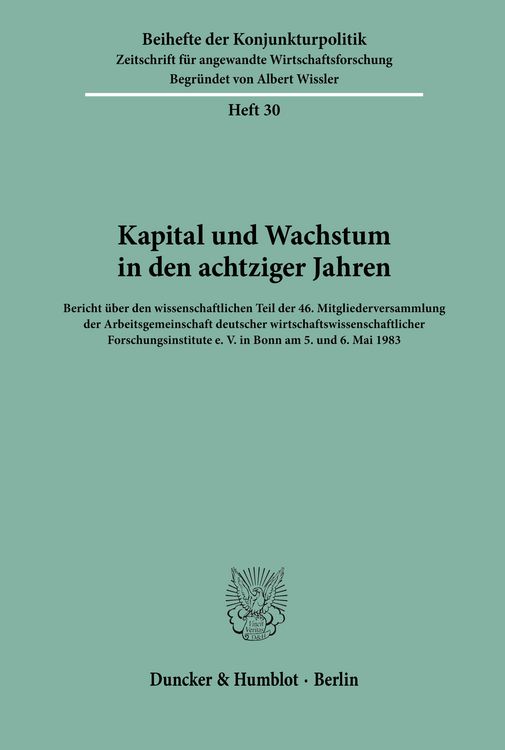 Produktbild: Kapital und Wachstum in den achtziger Jahren.