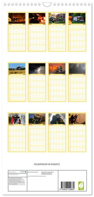 Produktbild: Familienplaner 2026 - FEUERWEHR IM EINSATZ mit 5 Spalten (Wandkalender, 21 x 45 cm) CALVENDO