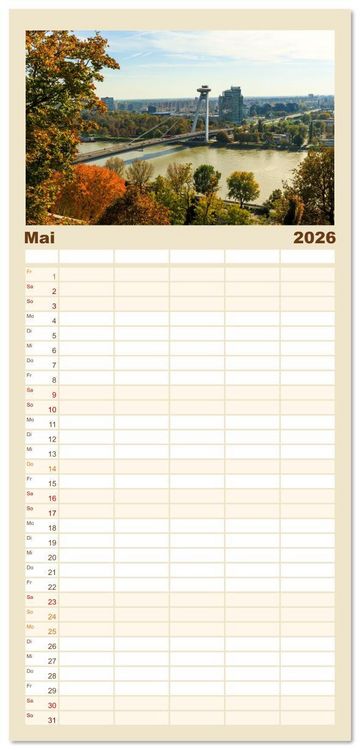 Produktbild: Familienplaner 2026 - Zauberhaftes Bratislava - Entz&uuml;ckende Hauptstadt der Slowakai an der Donau mit 5 Spalten (Wandkalender, 21 x 45 cm) CALVENDO