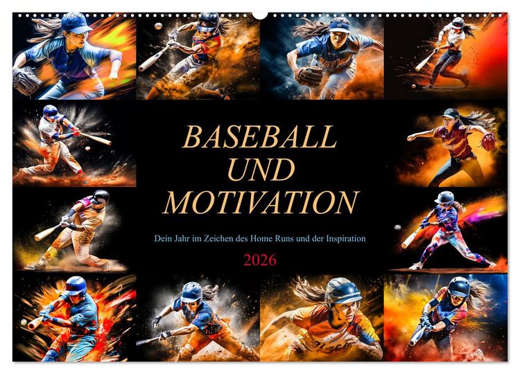 Produktbild: Baseball und Motivation (Wandkalender 2026 DIN A2 quer), CALVENDO Monatskalender