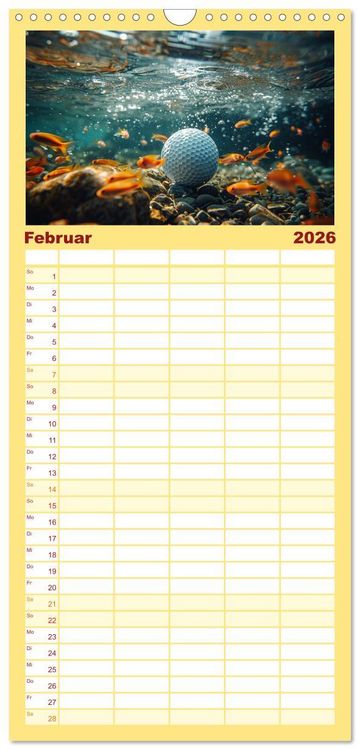 Produktbild: Familienplaner 2026 - Tierische Balljunkies mit 5 Spalten (Wandkalender, 21 x 45 cm) CALVENDO