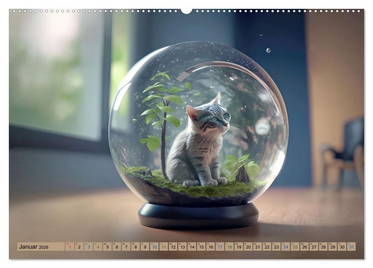 Produktbild: Miniaturwelt in der Glaskugel (hochwertiger Premium Wandkalender 2026 DIN A2 quer), Kunstdruck in Hochglanz