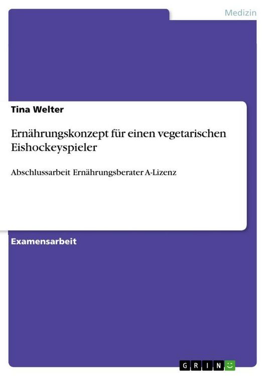 Produktbild: Ern&auml;hrungskonzept f&uuml;r einen vegetarischen Eishockeyspieler