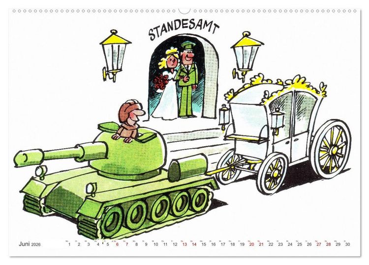 Produktbild: Da lachte die NVA - Karikaturen aus der DDR (Wandkalender 2026 DIN A2 quer), CALVENDO Monatskalender