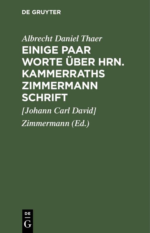 Produktbild: Einige Paar Worte &uuml;ber Hrn. Kammerraths Zimmermann Schrift
