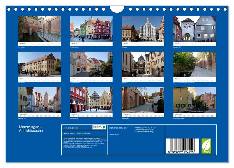 Produktbild: Memmingen - Ansichtssache (Wandkalender 2026 DIN A4 quer), CALVENDO Monatskalender