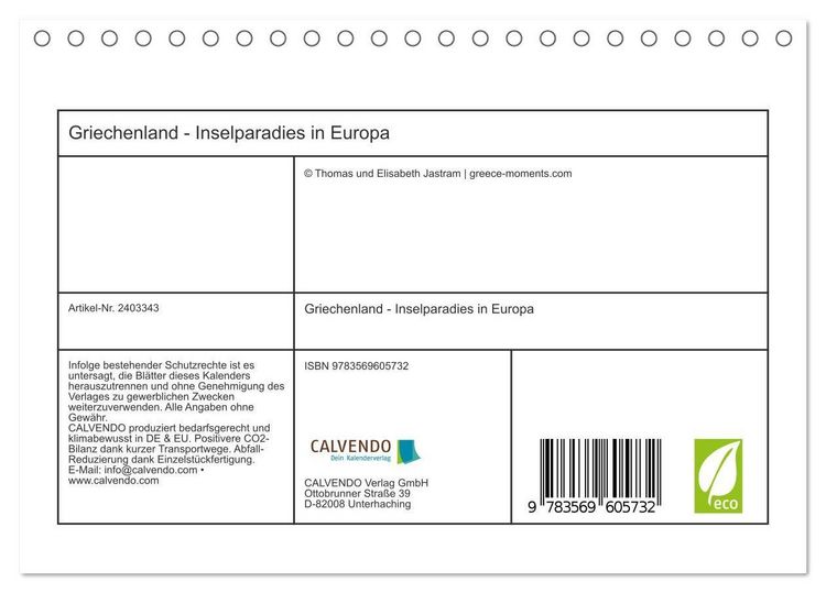 Produktbild: Griechenland - Inselparadies in Europa (Tischkalender 2027 DIN A5 quer), CALVENDO Monatskalender