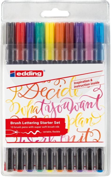 Produktbild: edding 1340 Fasermaler Brushpens, 10er Set mit variabler Pinselspitze