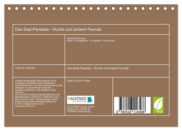 Produktbild: Das Esel-Paradies - Hunde und andere Feunde (Tischkalender 2026 DIN A5 quer), CALVENDO Monatskalender