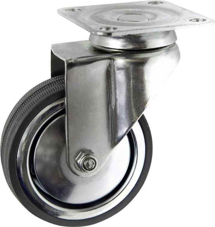 Produktbild: TOOLCRAFT TO-5137911 Lenkrolle mit Anschraubplatte 80mm Gummi Tragf&auml;higkeit (max.): 70kg