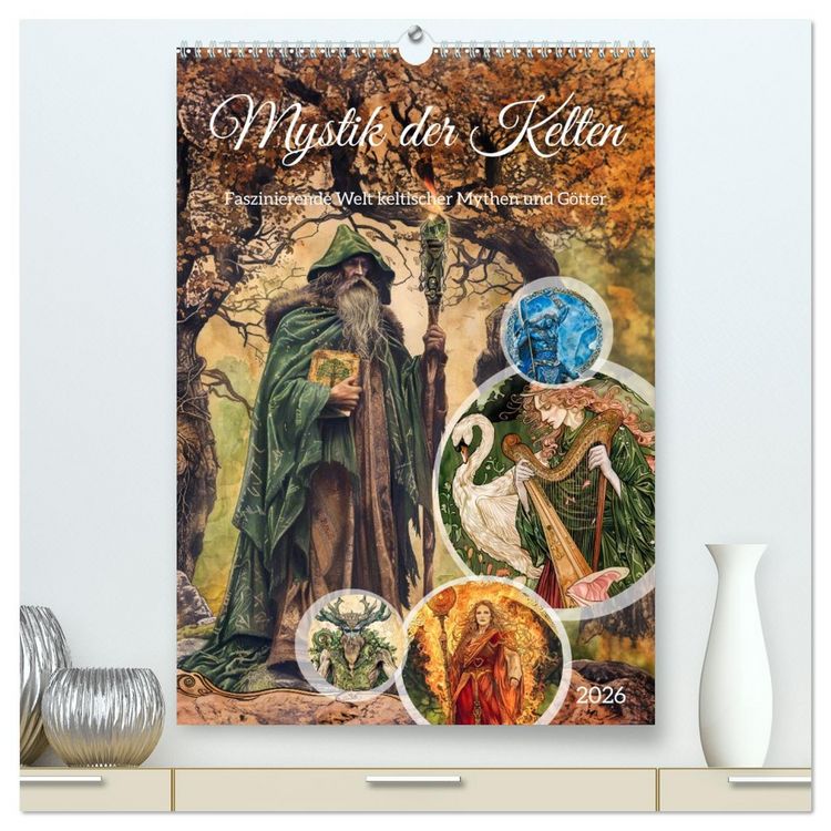 Produktbild: Mystik der Kelten - Faszinierende Welt keltischer Mythen und G&ouml;tter (hochwertiger Premium Wandkalender 2026 DIN A2 hoch), Kunstdruck in Hochglanz