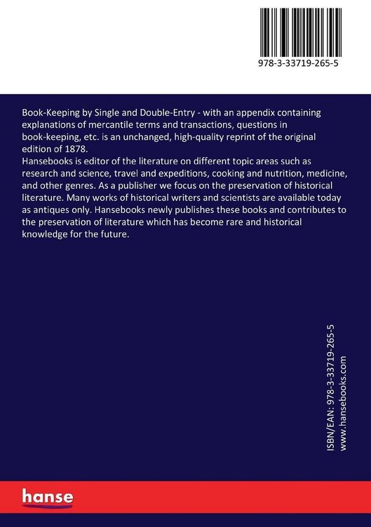 Produktbild: Book-Keeping by Single and Double-Entry