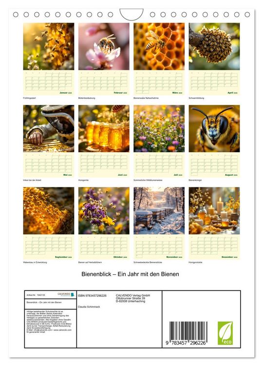 Produktbild: Bienenblick &ndash; Ein Jahr mit den Bienen (Wandkalender 2026 DIN A4 hoch), CALVENDO Monatskalender