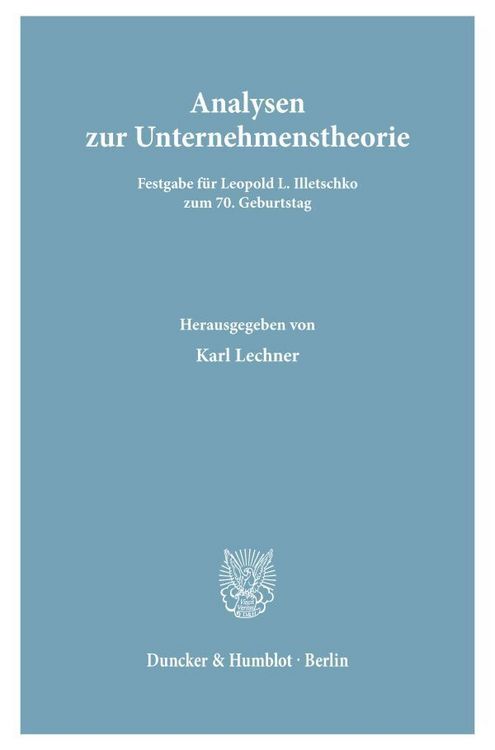 Produktbild: Analysen zur Unternehmenstheorie.