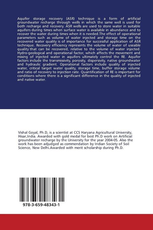 Produktbild: Artificial groundwater recharge of the brackish aquifer using ASR well