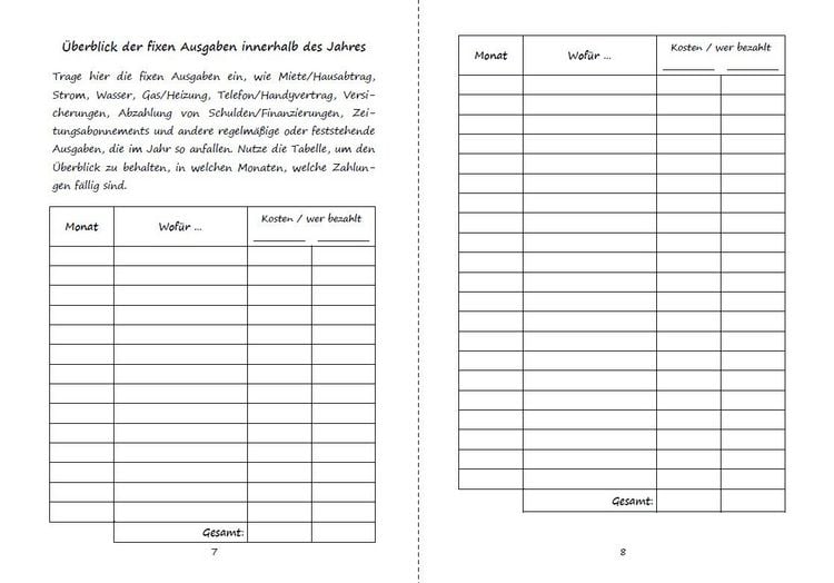 Produktbild: Haushaltsbuch zum Eintragen der Ausgaben