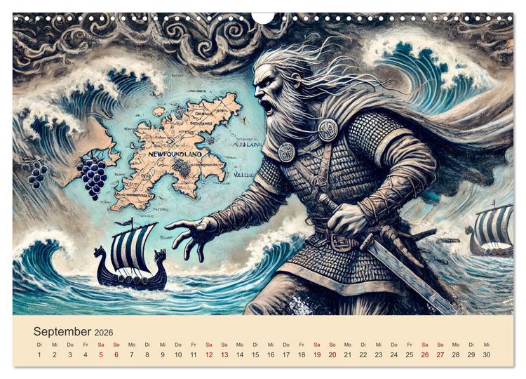 Produktbild: Die Wikingerzeit - Helden, K&ouml;nige und Entdeckungen (Wandkalender 2026 DIN A3 quer), CALVENDO Monatskalender