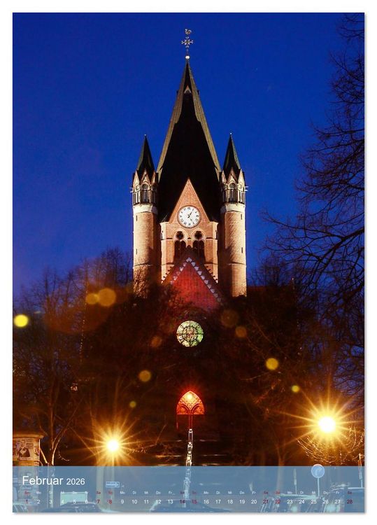 Produktbild: NACHT IN HALLE SAALE (Tischkalender 2026 DIN A5 hoch), CALVENDO Monatskalender