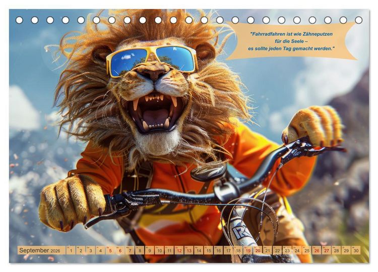 Produktbild: Der tierisch lustige Fahrradkalender (Tischkalender 2026 DIN A5 quer), CALVENDO Monatskalender