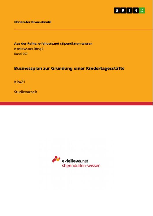Produktbild: Businessplan zur Gr&uuml;ndung einer Kindertagesst&auml;tte