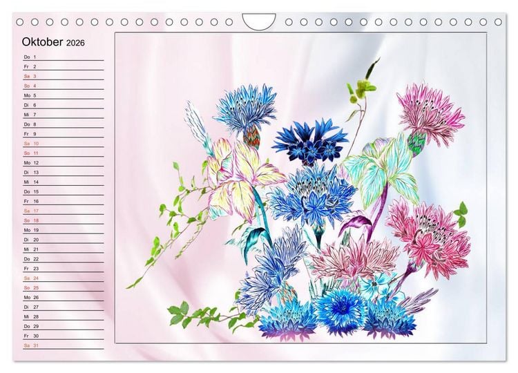 Produktbild: Blumen-Zeichnungen (Wandkalender 2026 DIN A4 quer), CALVENDO Monatskalender
