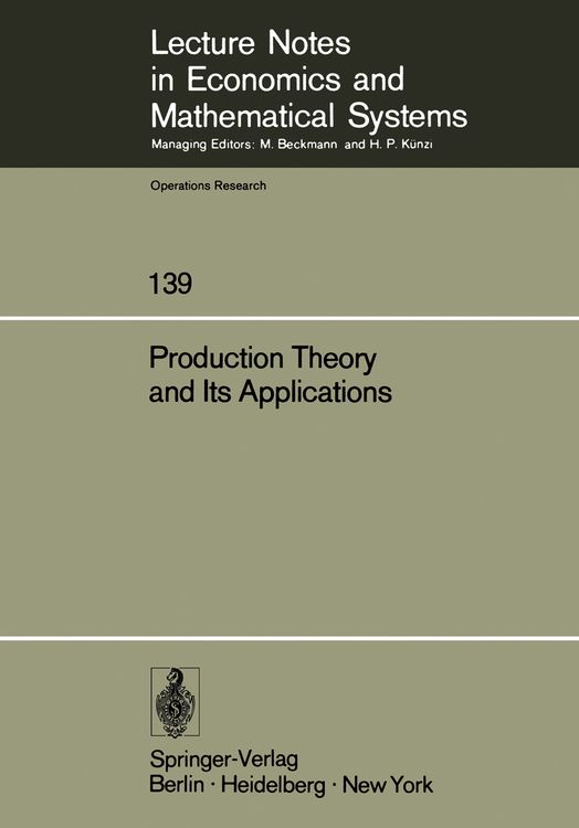 Produktbild: Production Theory and Its Applications
