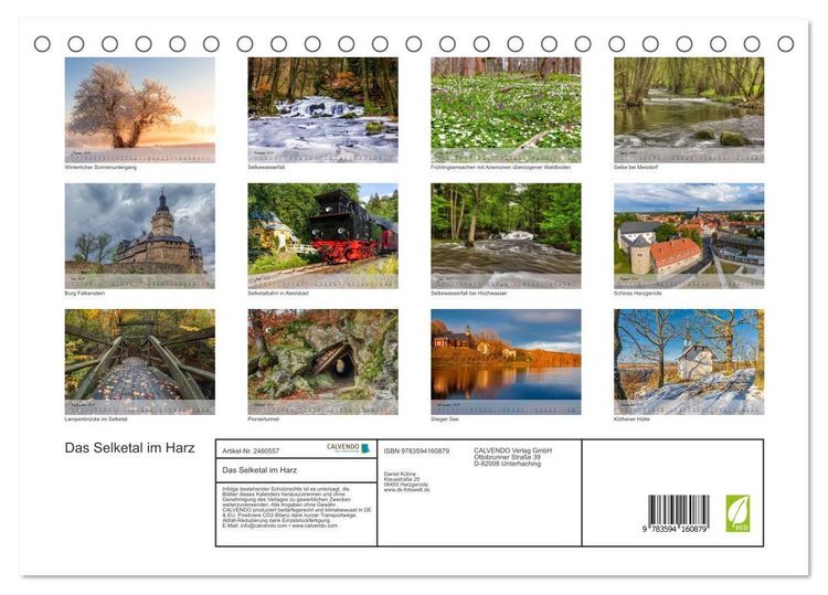 Produktbild: Das Selketal im Harz (Tischkalender 2027 DIN A5 quer), CALVENDO Monatskalender