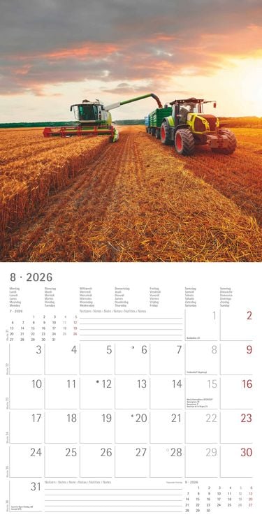 Produktbild: Traktoren 2026 - Broschürenkalender 30x30 cm (30x60 geöffnet) - Kalender mit Platz für Notizen - Tractors - Bildkalender - Wandplaner - Wandkalender