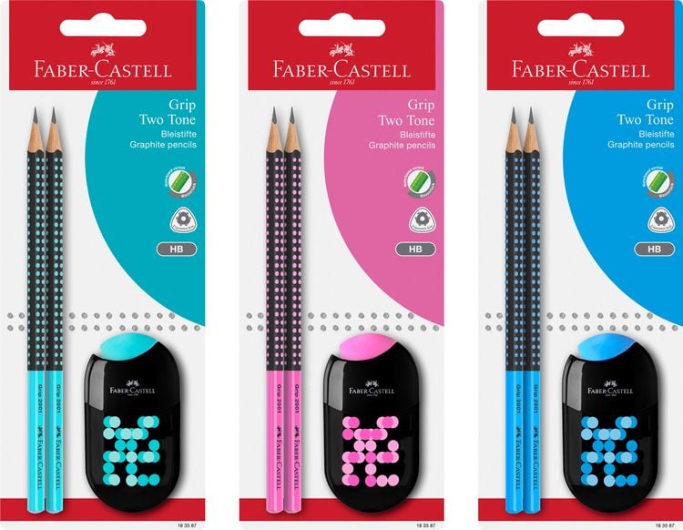 Produktbild: Faber-Castell Bleistift Grip 2001 Two Tone HB 2er Set mit Spitzer