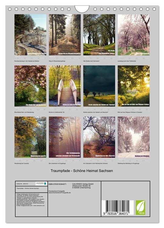 Produktbild: Traumpfade - Sch&ouml;ne Heimat Sachsen (Wandkalender 2026 DIN A4 hoch), CALVENDO Monatskalender