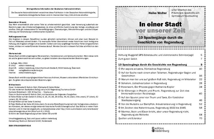 Produktbild: In einer Stadt vor unserer Zeit - 10 Spazierg&auml;nge durch die Geschichte von Regensburg
