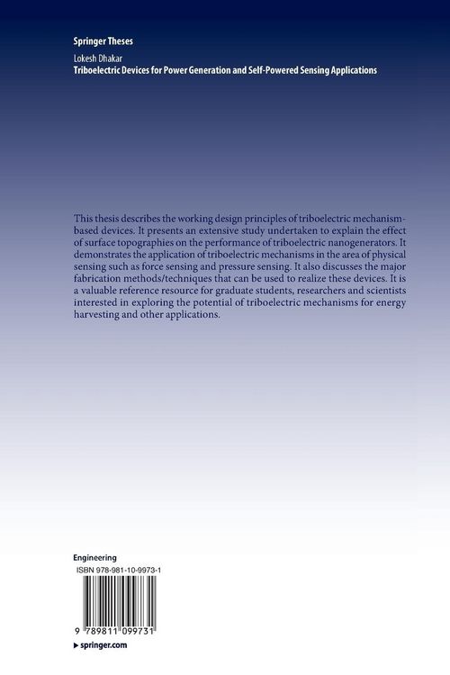 Produktbild: Triboelectric Devices for Power Generation and Self-Powered Sensing Applications