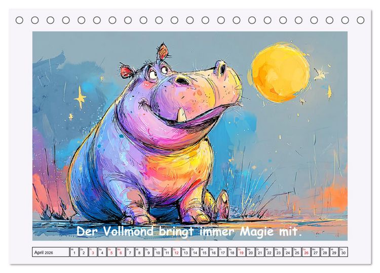 Produktbild: S&uuml;&szlig;e Flusspferde. Hippopotamus Weisheiten zum Schmunzeln (Tischkalender 2026 DIN A5 quer), CALVENDO Monatskalender