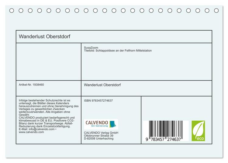 Produktbild: Wanderlust Oberstdorf (Tischkalender 2026 DIN A5 quer), CALVENDO Monatskalender