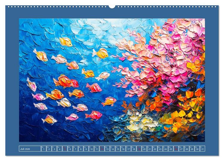 Produktbild: Bunte Fische im &Ouml;lgem&auml;lde-Stil. Zuhause in den Meerestiefen (Wandkalender 2026 DIN A2 quer), CALVENDO Monatskalender