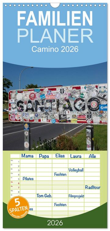 Produktbild: Familienplaner 2026 - Camino 2026 mit 5 Spalten (Wandkalender, 21 x 45 cm) CALVENDO