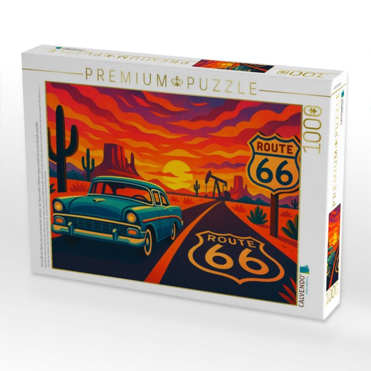Produktbild: CALVENDO Puzzle Route 66: Der Mythos des amerikanischen Westens. Wo Tr&auml;ume rollen, Motoren singen und die Sonne den Asphalt vergoldet. | 1000 Teile Le