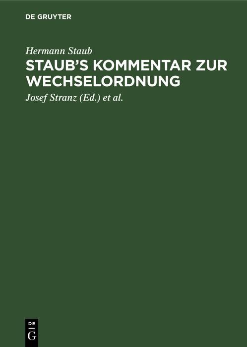 Produktbild: Staub's Kommentar zur Wechselordnung