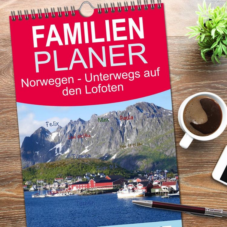 Produktbild: Familienplaner 2026 - Norwegen - Unterwegs auf den Lofoten mit 5 Spalten (Wandkalender, 21 x 45 cm) CALVENDO