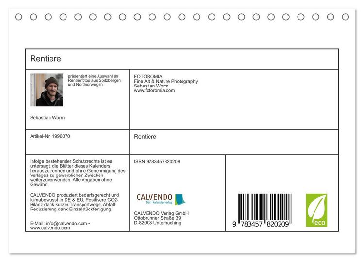 Produktbild: Rentiere (Tischkalender 2026 DIN A5 quer), CALVENDO Monatskalender