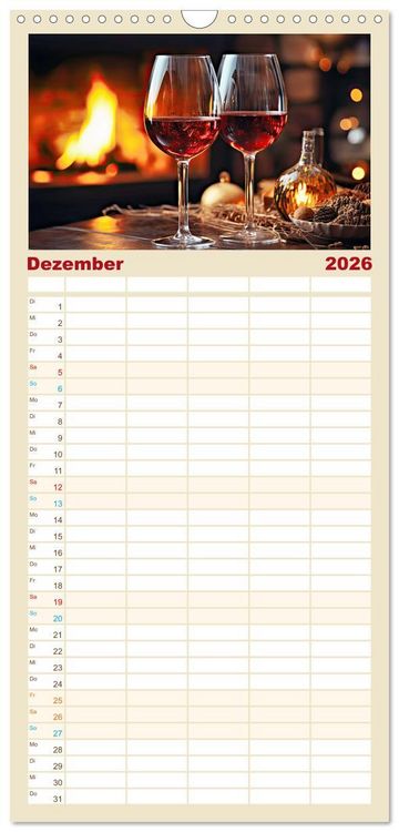 Produktbild: Familienplaner 2026 - Rebensaft - Weingenuss mit 5 Spalten (Wandkalender, 21 x 45 cm) CALVENDO