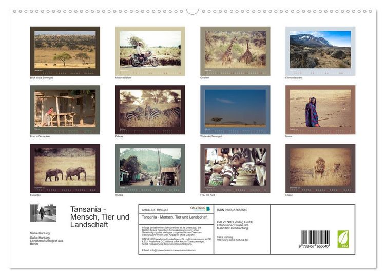Produktbild: Tansania - Mensch, Tier und Landschaft (hochwertiger Premium Wandkalender 2026 DIN A2 quer), Kunstdruck in Hochglanz