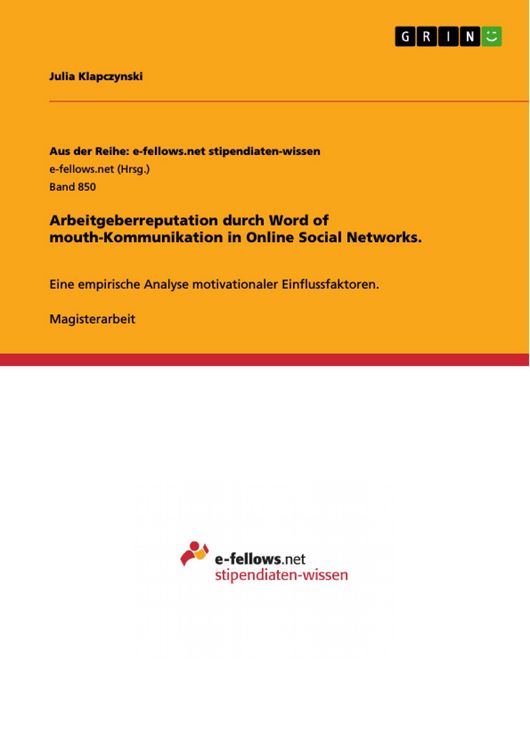 Produktbild: Arbeitgeberreputation durch Word of mouth-Kommunikation in Online Social Networks.